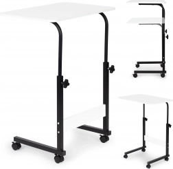 Hordozható notebook asztal kerekekkel - fehér