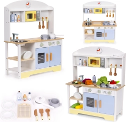 Fa gyerek konyha sütővel, mosógéppel és mikróval ECOTOYS – 12 kiegészítő