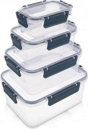 Élelmiszertartó dobozok készlete fedéllel és tömítéssel, 4 db