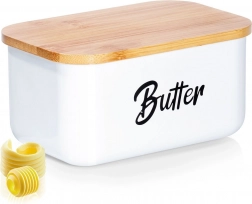 Fehér acél vajtartó bambusz fedéllel Vilde