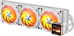 DarkFlash Explore DE360 fehér 360 mm AIO CPU vízhűtés IPS kijelzővel és ARGB-vel