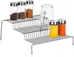 Szürke fém konyhai polc, 3 szint, 28 × 26 × 11 cm