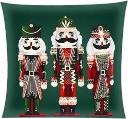 Plüss párnahuzat 40 × 40 cm NUTCRACKER motívummal – Zöld