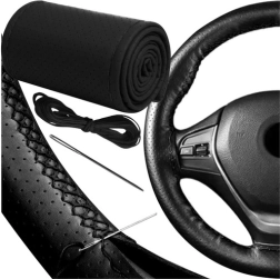 Fekete perforált kormányvédő eco bőrből