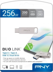 PNY Duo Link USB 3.2 pendrive 256 GB (USB‑C + USB‑A)