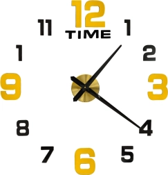 DIY öntapadós falióra 100–120 cm, fekete–arany, 12 számjegy