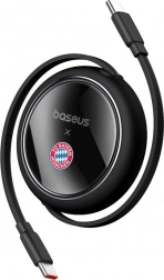 Visszahúzható USB‑C kábel 100 W BASEUS Free2Pull – FC BAYERN Edition, fekete