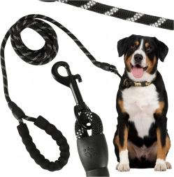 3 m-es edző fényvisszaverő kutyapóráz, tartós kötél párnázott fogantyúval