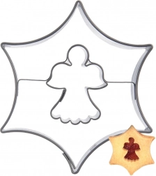 Karácsonyi süteményszaggató csillag angyalkával, 5,5 cm