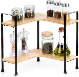 Sarok, kétszintes bambusz konyhai polc 29,5 × 29,5 × 33,5 cm