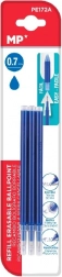 MP radírozható tollbetét 3 db, 0,7 mm - kék