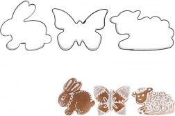 Rozsdamentes süteménykiszúró készlet nyuszi, pillangó és bárány – 3 db