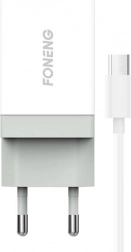 Gyors hálózati töltő FONENG 10,5 W, 1× USB, Micro USB kábellel – fehér