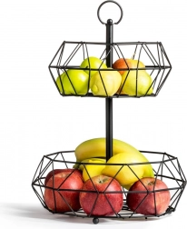 Kétszintes fekete fém gyümölcskosár