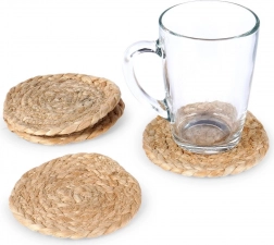Természetes jutából készült poháralátétek 10 cm, 4 darabos szett