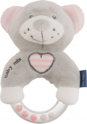 BABY MIX rózsaszín plüss csörgő maci