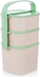 Műanyag, háromszintes ételhordó 2 l + 2× 1,15 l