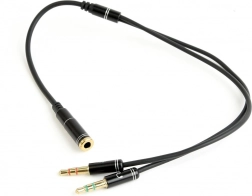 Audio adapter 4 pólusú TRRS-ről 2× 3,5 mm minijackre, 0,2 m