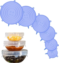 Szilikon, rugalmas ételfedők – 6 darabos készlet – Készlet