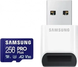 Samsung PRO Plus microSDXC 256 GB U3 A2 V30 memóriakártya USB olvasóval