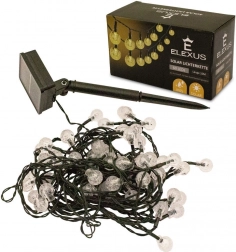 Napelemes fényfüzér 10 m, 60 LED, meleg fehér, vízálló IP65