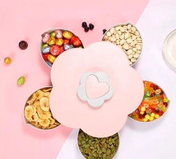 Virág alakú tál rágcsálnivalókhoz, édességekhez – rózsaszín