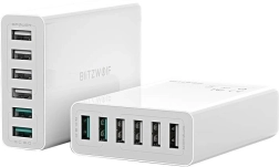 USB töltő 6 porttal BlitzWolf QC 3.0, 60W fehér