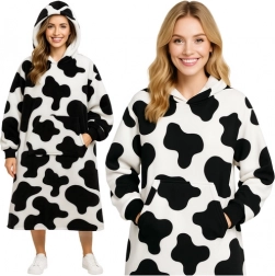 RUHHY XXL takaró pulóver kapucnival fekete–fehér