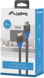 LANBERG HDMI kábel 2.0, 3 m, 4K, tömör réz, fekete