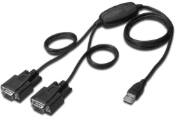 USB 2.0 adapter 2x RS232-hez (DB9) USB A apa/anya kábellel, 1,5 m hossz