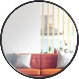 Kerek fali tükör fekete fa kerettel 50 cm
