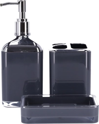 BERRETTI 3 darabos fürdőszobai kiegészítő szett, antracit + króm