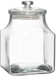 Négyzet alakú üveg tároló 2,8 l üveg fedéllel