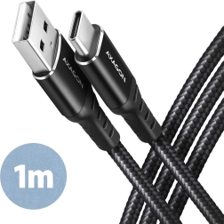 USB kábel Axagon USB-C na USB-A, 1m, fekete