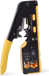 Krimpelő fogó átmenő RJ45 kat. 5e/6, RJ12 és RJ11 csatlakozókhoz vágással és blankolással