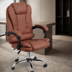 Ergonomikus irodai szék műbőrből, barna