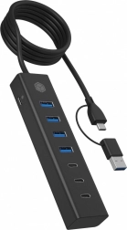ICY BOX 7 portos USB 3.2 Gen 1 hub, 3× USB‑C és 4× USB‑A