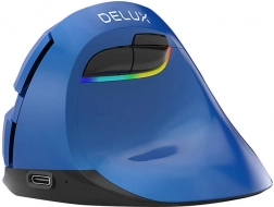 Vezeték nélküli vertikális egér Delux M618 Mini RGB-vel, BT-vel és 2,4 GHz-cel (kék)