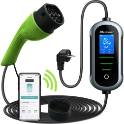 Mobil EV-töltő szabályozással 2 az 1-ben, Type 2, 3,5 kW, 230 V, Wi‑Fi, TUYA/SMART LIFE, LCD, 5 m