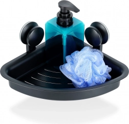 Sarok zuhanypolc tapadókorongokkal, fekete 28 × 22 × 12 cm