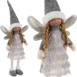Karácsonyi dekoráció tündér/angyal szürke színben, 40 cm