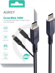 Aukey USB-C kábel LED kijelzővel és fonott borítással