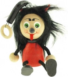 Ugráló ördög rugón – fa függő figura