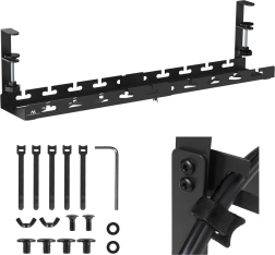 Asztal alatti kábelrendező állítható sínnel