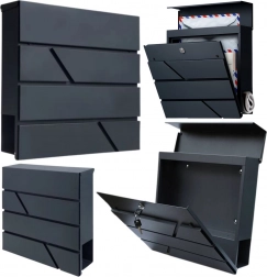 Nagy antracitszürke A4-es levél- és újságláda 37 × 37 × 11 cm