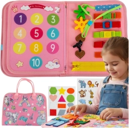 Kruzzel Montessori manipulatív szenzoros könyv rózsaszín (unikornis) - 1 db