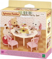 Sylvanian Families asztal, székek és édességek – teáskészlet figurákhoz