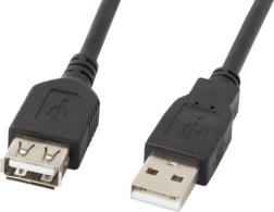 USB 2.0 hosszabbító kábel AM–AF, fekete, 1,8 m
