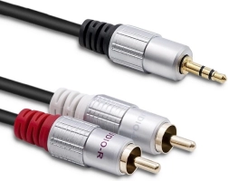 Audio kábel 2x RCA – 3,5 mm mini jack, 3 m, fekete