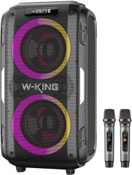 Vezeték nélküli W-KING T9 Pro hangszóró 120 W teljesítménnyel és 2 mikrofonnal – fekete